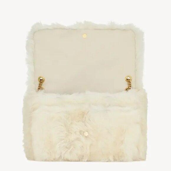 SAINT LAURENT POLAIRE SHEARLING LEATHER TRIMMED OVERSIZED NIKI CHAIN BAG NWT - Picture 6 of 15
